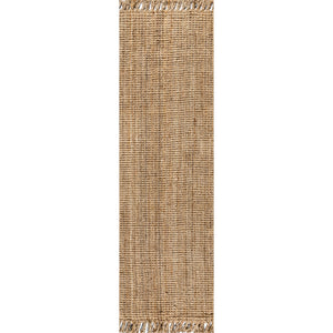 Pata Hand Woven Chunky Jute with Fringe Runner Rug