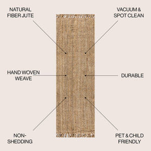 Pata Hand Woven Chunky Jute with Fringe Runner Rug