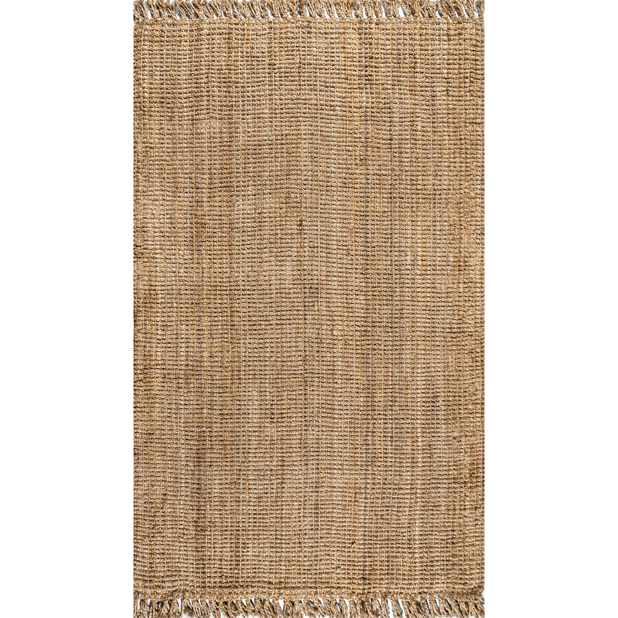 Pata Hand Woven Chunky Jute with Fringe Area Rug