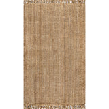 Pata Hand Woven Chunky Jute with Fringe Area Rug