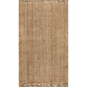Pata Hand Woven Chunky Jute with Fringe Area Rug