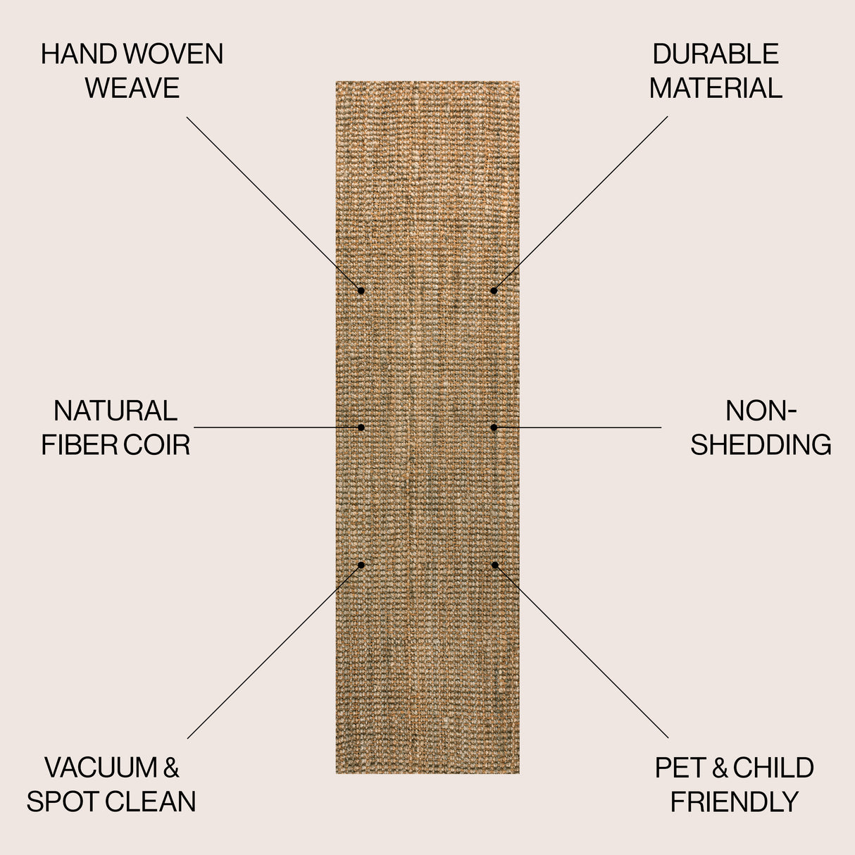 Biot Traditional Rustic Handwoven Jute Solid Runner Rug