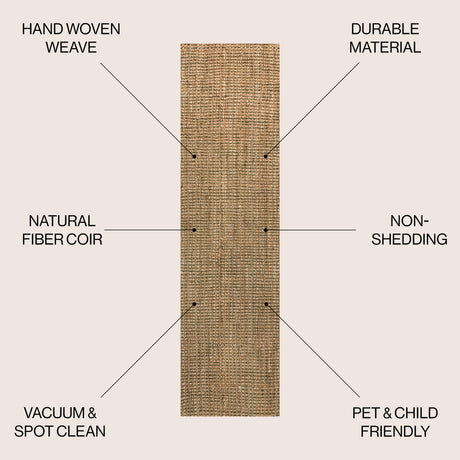 Biot Traditional Rustic Handwoven Jute Solid Runner Rug