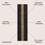 Olivier Rustic Farmhouse Wide Ticking Stripe Jute Runner Rug