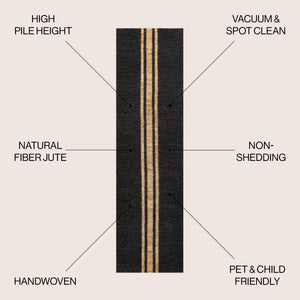 Olivier Rustic Farmhouse Wide Ticking Stripe Jute Runner Rug