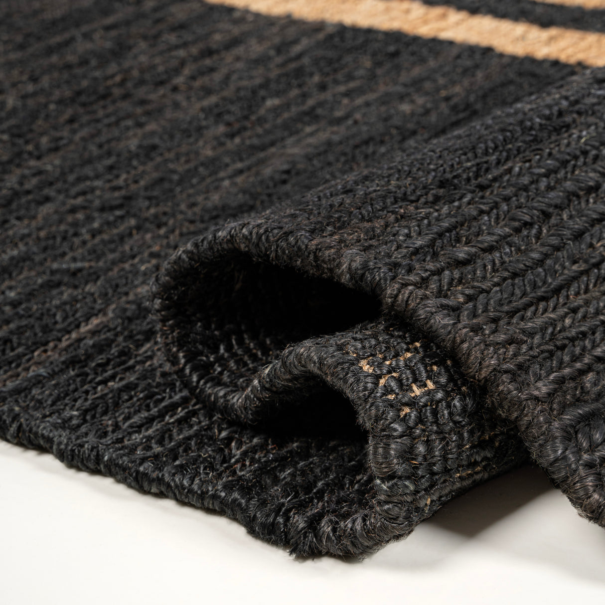Olivier Rustic Farmhouse Wide Ticking Stripe Jute Runner Rug