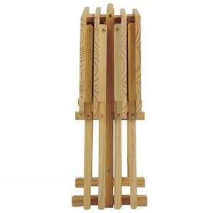 Set of 4 - Solid Wood Folding TV Tray Table Set with Stand in Natural Finish