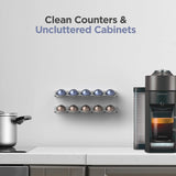 Small Vertuo Capsule Organizer Shelf, Compatible with Nespresso Pods Holder Wall Mount for 10 Coffee Cups, Easy Flavor Access (Adhesive Backing) Clear Acrylic