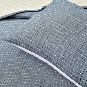 King Size 3-Piece Reversible Woven Cotton Quilt Set in Navy Cream