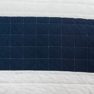 Full/Queen Navy White Stripe 3 Piece Cotton Lightweight Quilt Set