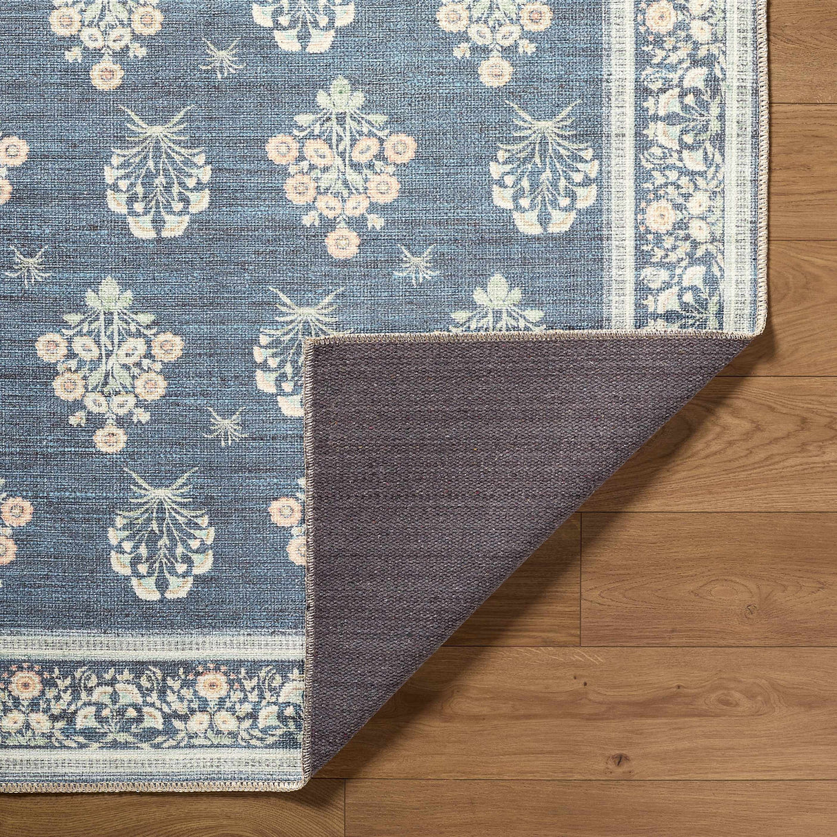 Aquene Denim Washable Area Rug