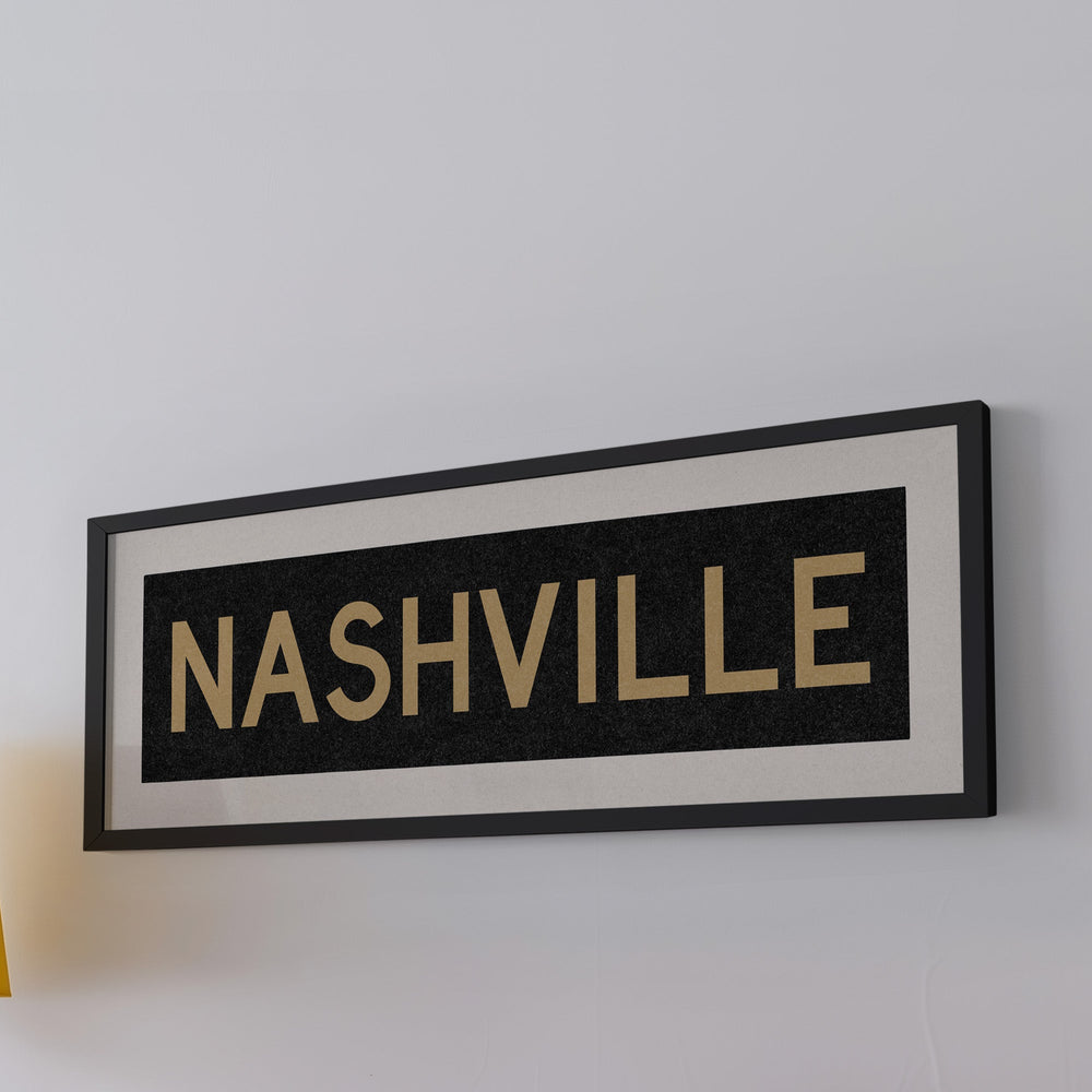 Framed Nashville Black and Gold Bus Scroll