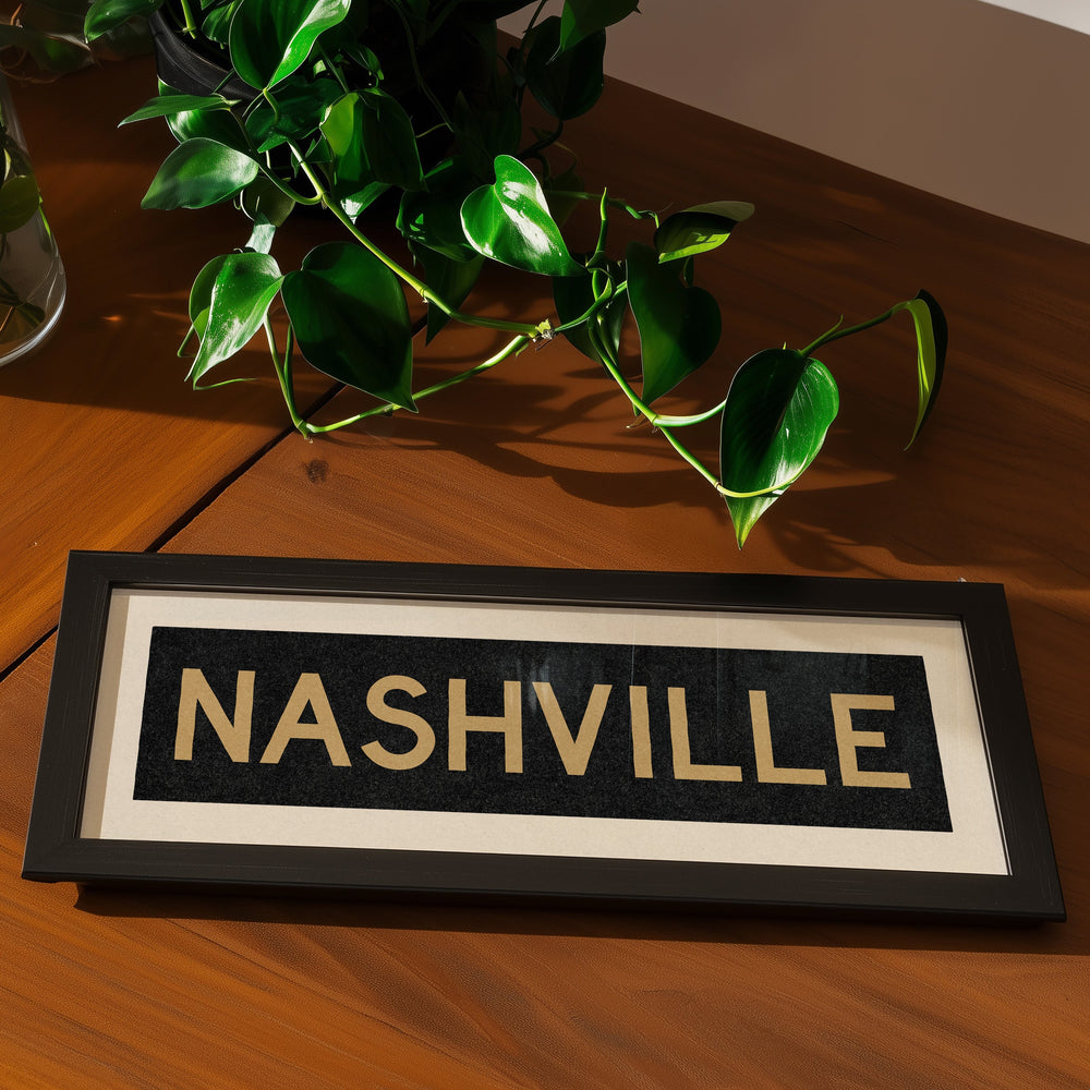 Framed Nashville Black and Gold Bus Scroll