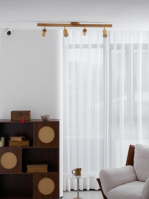 Grain | Wood Shade Track Spotlight with Adjustable Heads | Warm Glow for Kitchen Islands