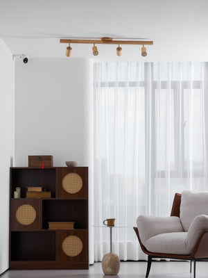 Grain | Wood Shade Track Spotlight with Adjustable Heads | Warm Glow for Kitchen Islands