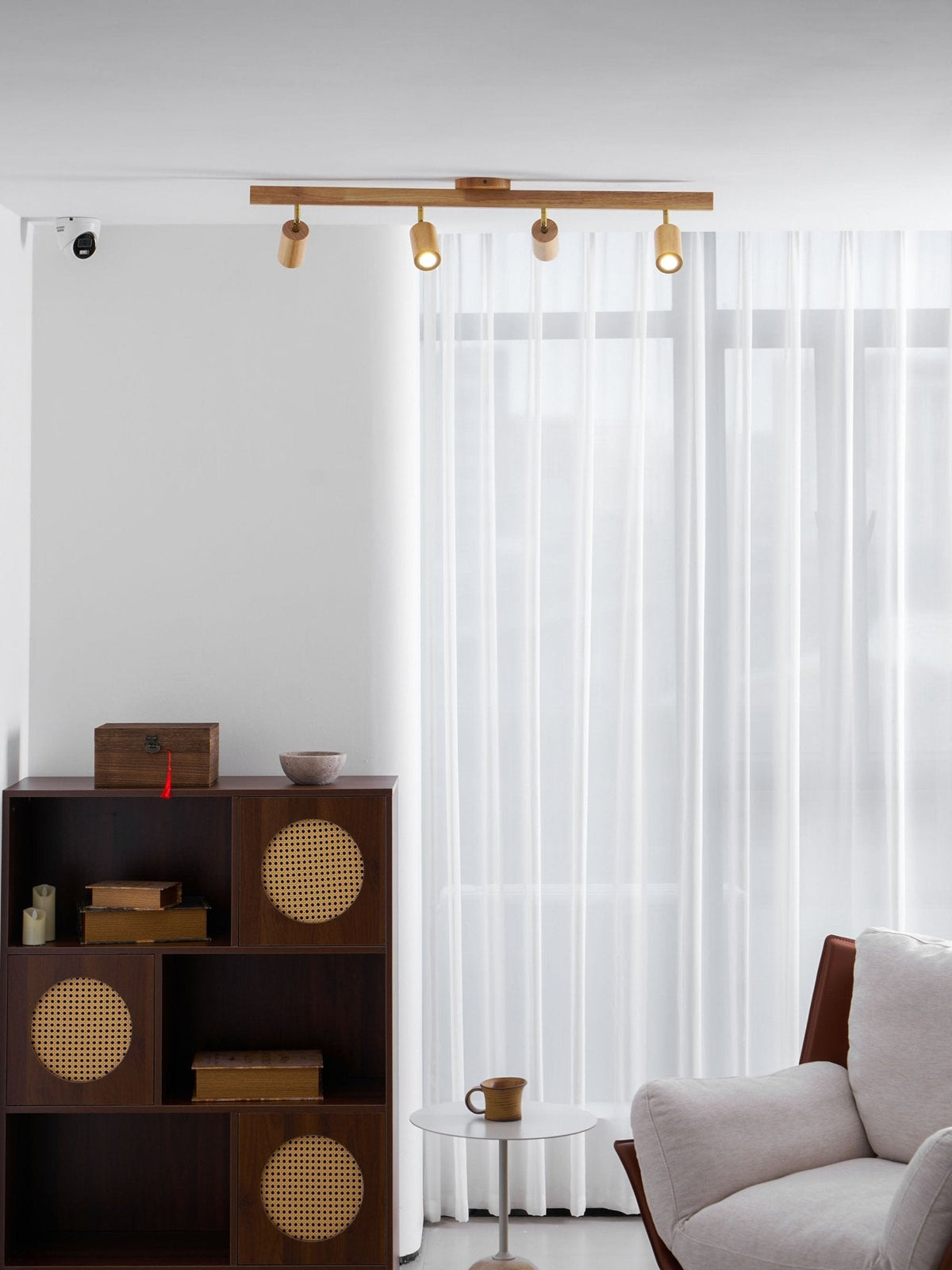 Grain | Wood Shade Track Spotlight with Adjustable Heads | Warm Glow for Kitchen Islands