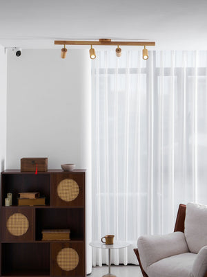 Grain | Wood Shade Track Spotlight with Adjustable Heads | Warm Glow for Kitchen Islands