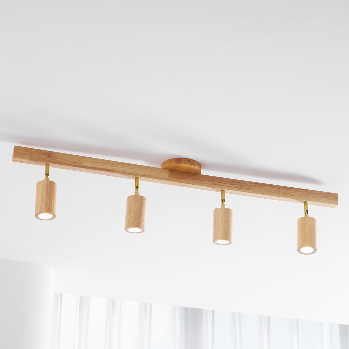Grain | Wood Shade Track Spotlight with Adjustable Heads | Warm Glow for Kitchen Islands