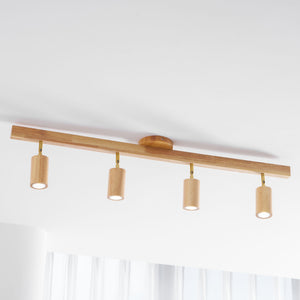 Grain | Wood Shade Track Spotlight with Adjustable Heads | Warm Glow for Kitchen Islands