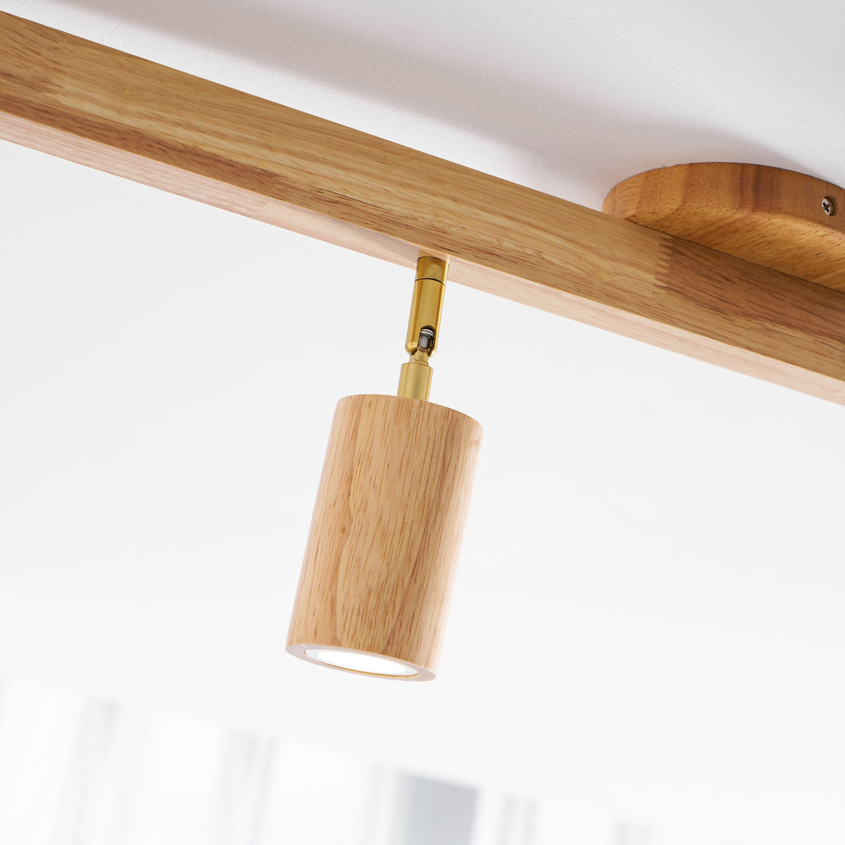 Grain | Wood Shade Track Spotlight with Adjustable Heads | Warm Glow for Kitchen Islands