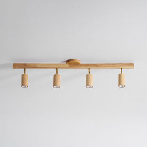 Grain | Wood Shade Track Spotlight with Adjustable Heads | Warm Glow for Kitchen Islands