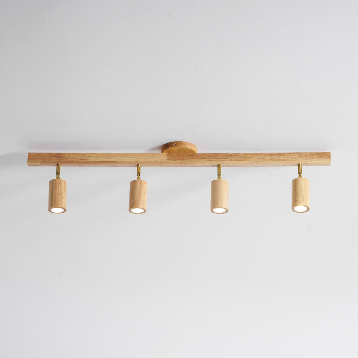 Grain | Wood Shade Track Spotlight with Adjustable Heads | Warm Glow for Kitchen Islands
