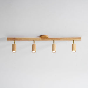 Grain | Wood Shade Track Spotlight with Adjustable Heads | Warm Glow for Kitchen Islands