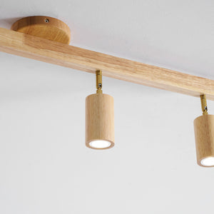 Grain | Wood Shade Track Spotlight with Adjustable Heads | Warm Glow for Kitchen Islands