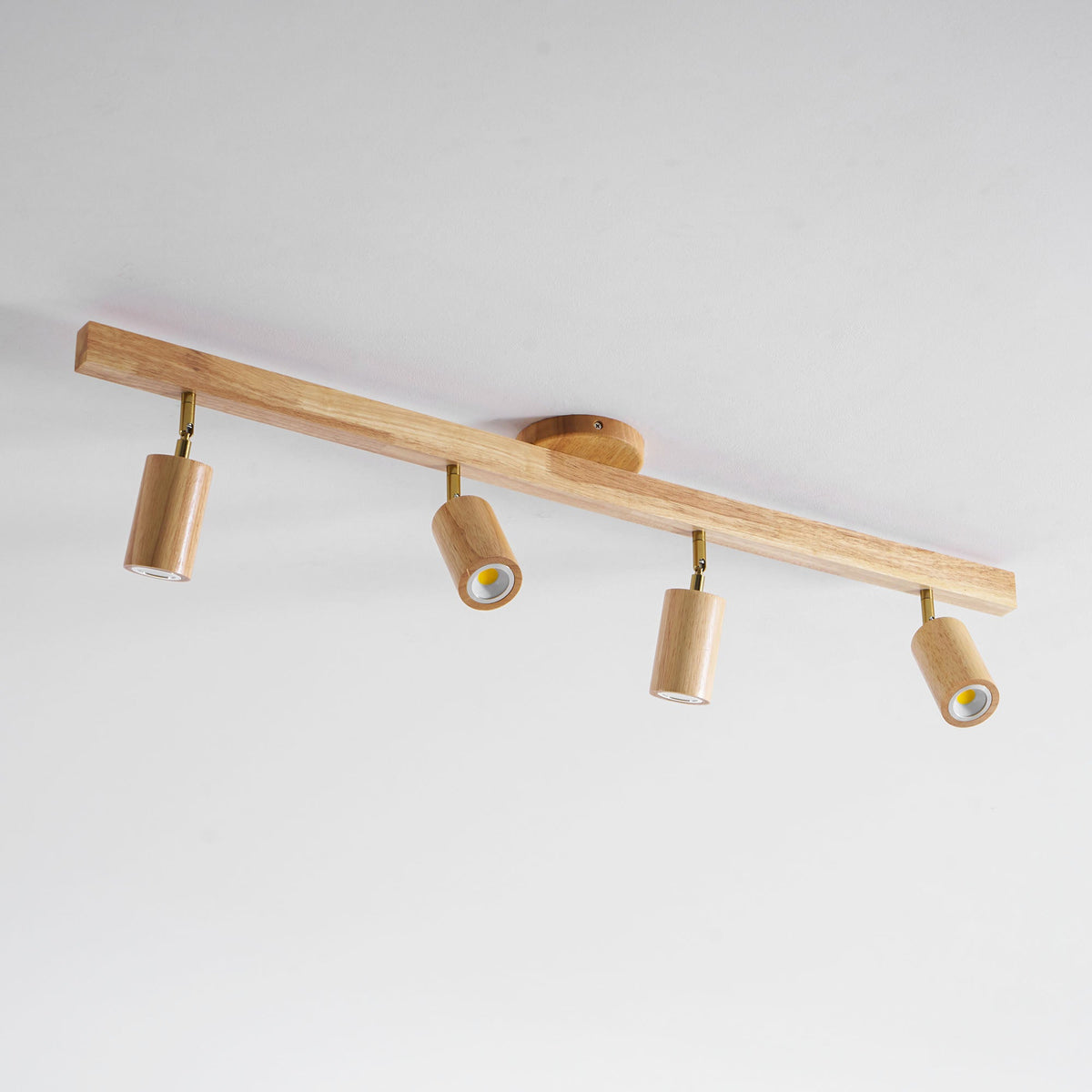 Grain | Wood Shade Track Spotlight with Adjustable Heads | Warm Glow for Kitchen Islands