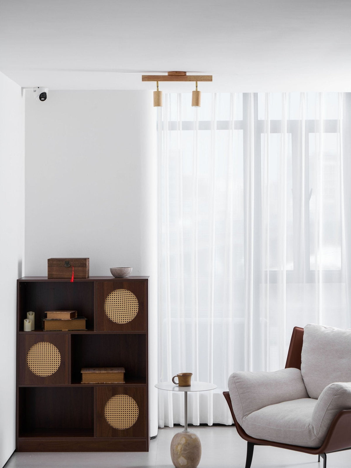 Grain | Wood Shade Track Spotlight with Adjustable Heads | Warm Glow for Kitchen Islands