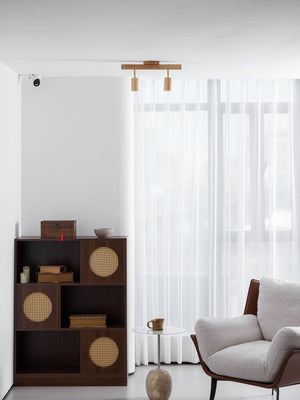 Grain | Wood Shade Track Spotlight with Adjustable Heads | Warm Glow for Kitchen Islands