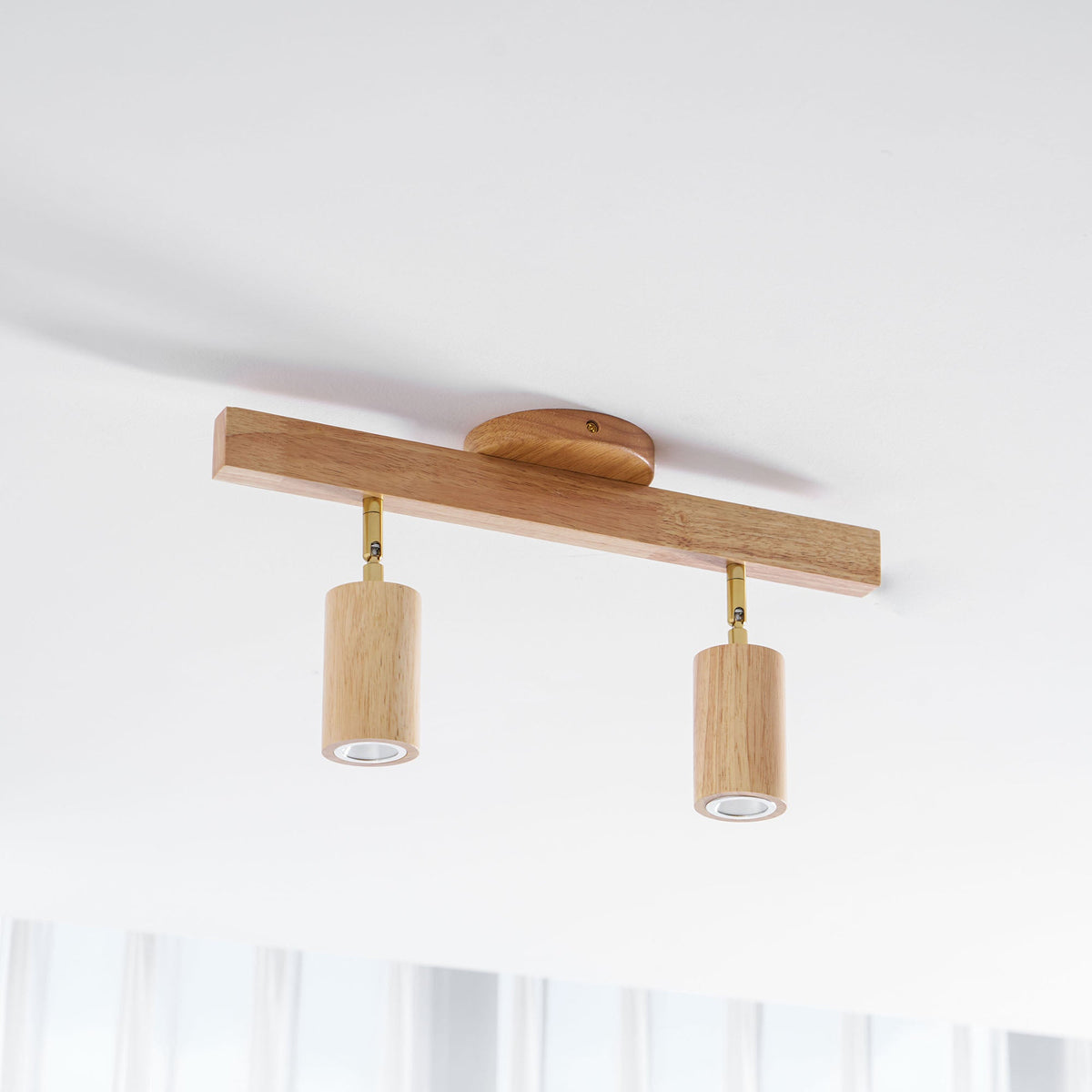 Grain | Wood Shade Track Spotlight with Adjustable Heads | Warm Glow for Kitchen Islands