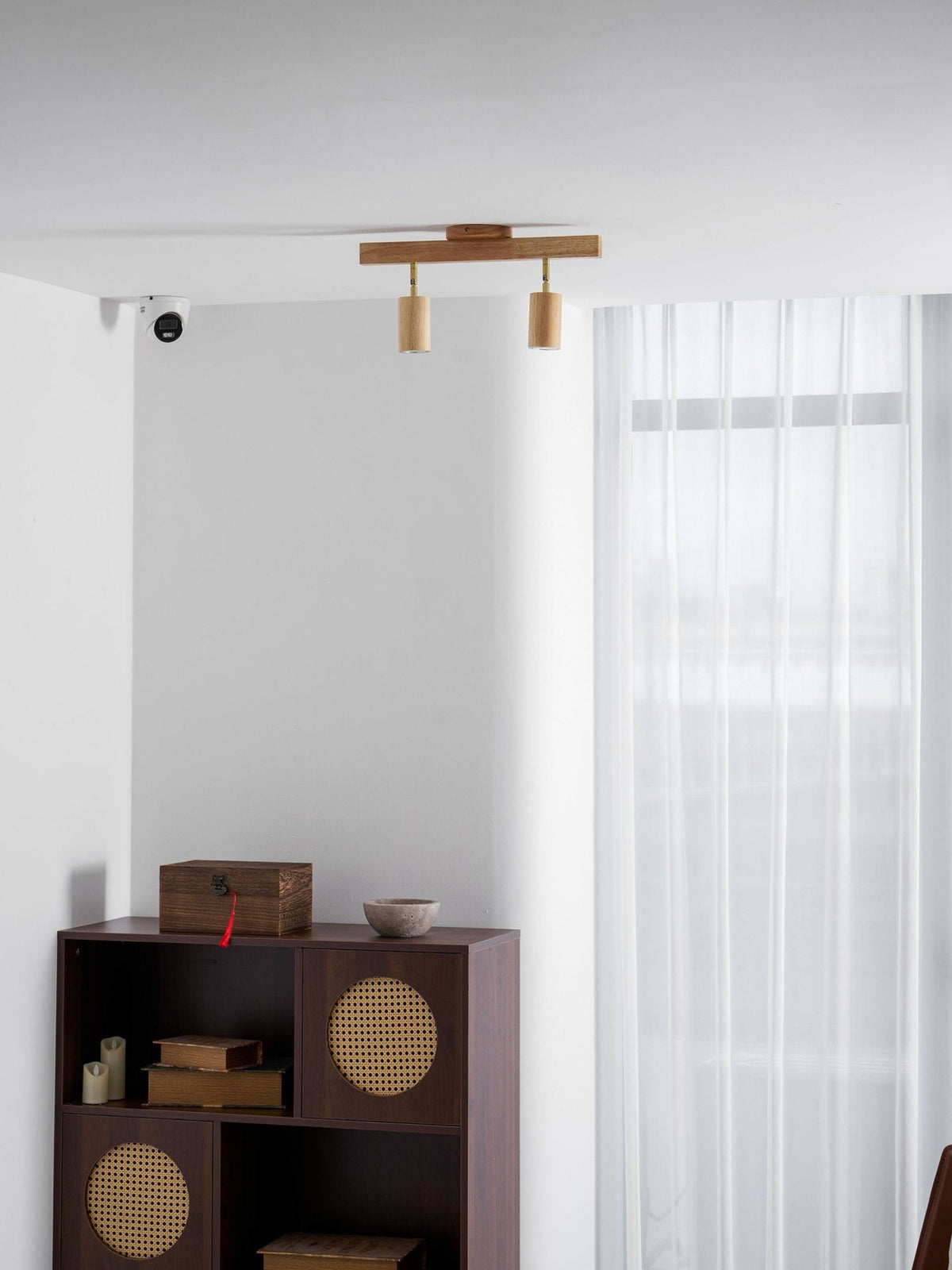 Grain | Wood Shade Track Spotlight with Adjustable Heads | Warm Glow for Kitchen Islands