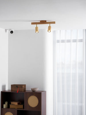 Grain | Wood Shade Track Spotlight with Adjustable Heads | Warm Glow for Kitchen Islands