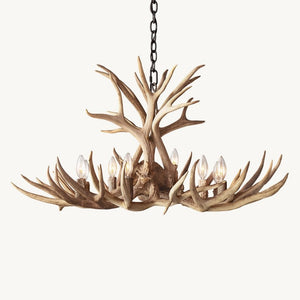 Rustic Antler Chandelier 8-Light E12 Candelabra Ceiling Light 34"