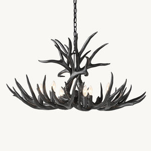 Rustic Antler Chandelier 8-Light E12 Candelabra Ceiling Light 34"