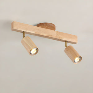 Grain | Wood Shade Track Spotlight with Adjustable Heads | Warm Glow for Kitchen Islands