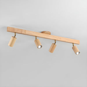 Grain | Wood Shade Track Spotlight with Adjustable Heads | Warm Glow for Kitchen Islands