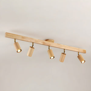 Grain | Wood Shade Track Spotlight with Adjustable Heads | Warm Glow for Kitchen Islands