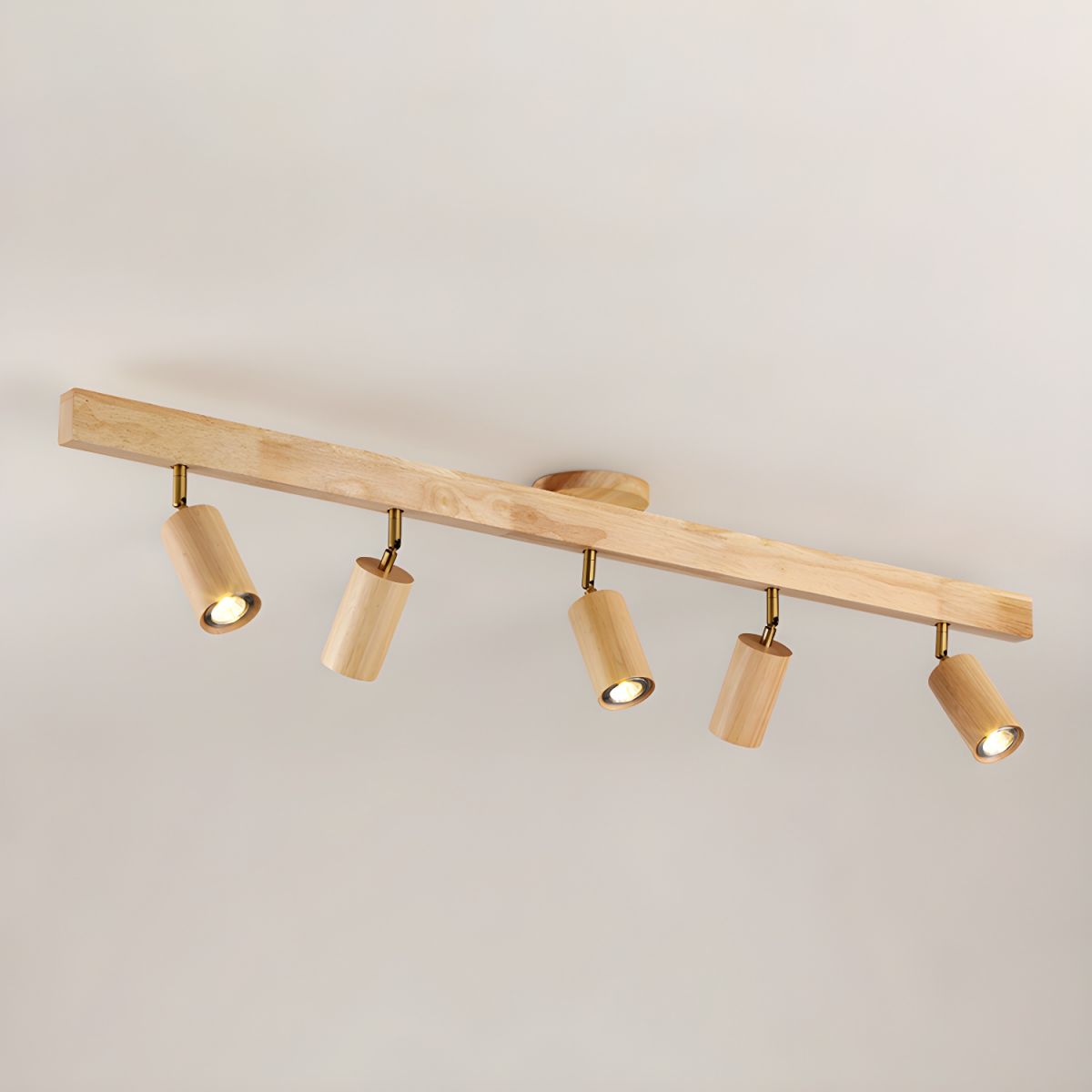Grain | Wood Shade Track Spotlight with Adjustable Heads | Warm Glow for Kitchen Islands