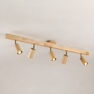 Grain | Wood Shade Track Spotlight with Adjustable Heads | Warm Glow for Kitchen Islands