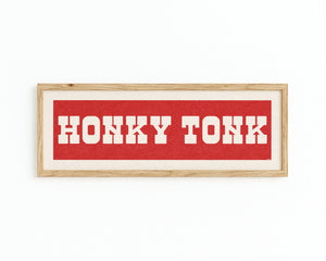 Framed HONKY TONK Sign Red & White Art Print