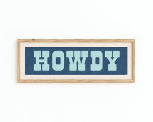 Framed HOWDY Sign Blue & Aqua Art Print