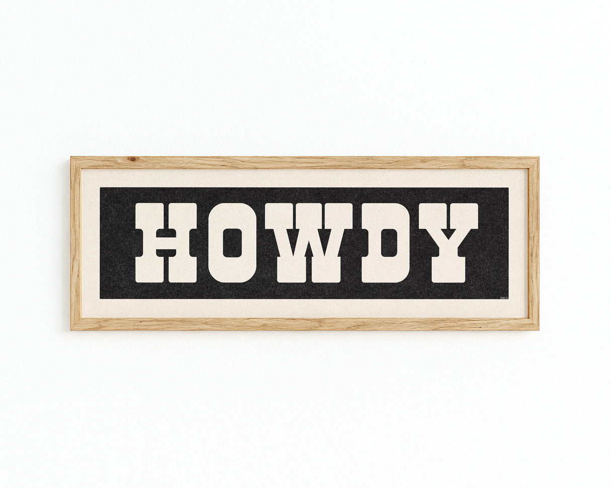 Framed HOWDY Sign Black & White Art Print
