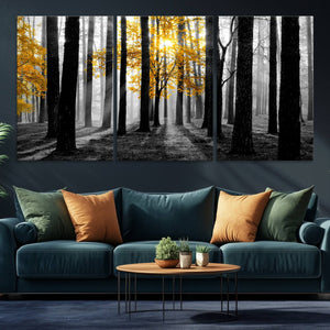 Nature Misty Foggy Autumn Forest Canvas Wall Art Print