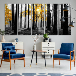 Nature Misty Foggy Autumn Forest Canvas Wall Art Print