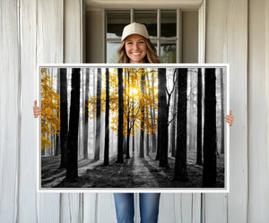 Nature Misty Foggy Autumn Forest Canvas Wall Art Print