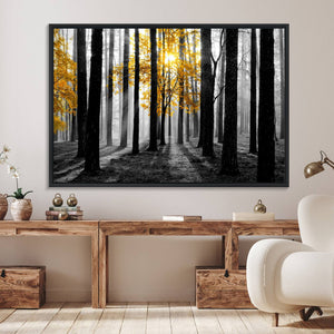 Nature Misty Foggy Autumn Forest Canvas Wall Art Print