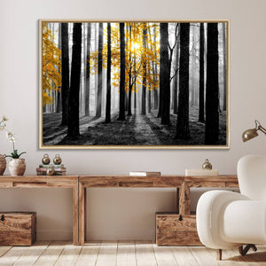 Nature Misty Foggy Autumn Forest Canvas Wall Art Print