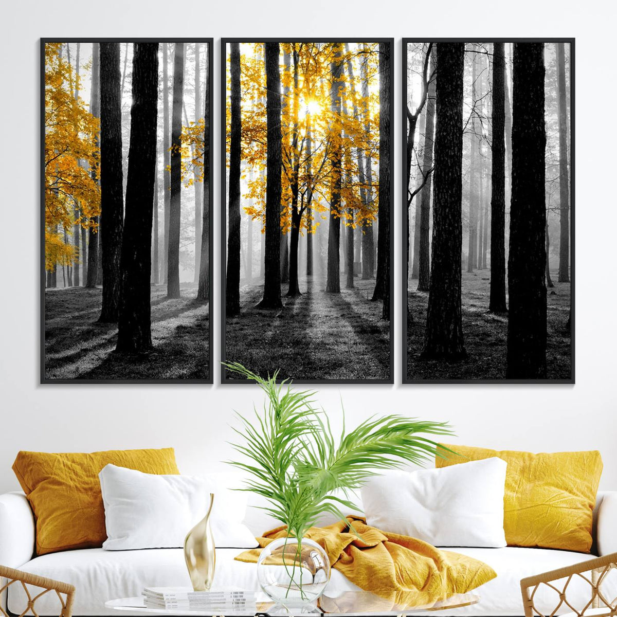 Nature Misty Foggy Autumn Forest Canvas Wall Art Print